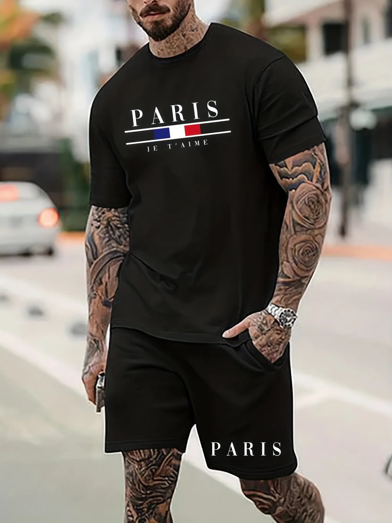 Herr T-shirt i 100% Bomull – Preppy Stil, O-hals, Perfekt för Vår och Sommar