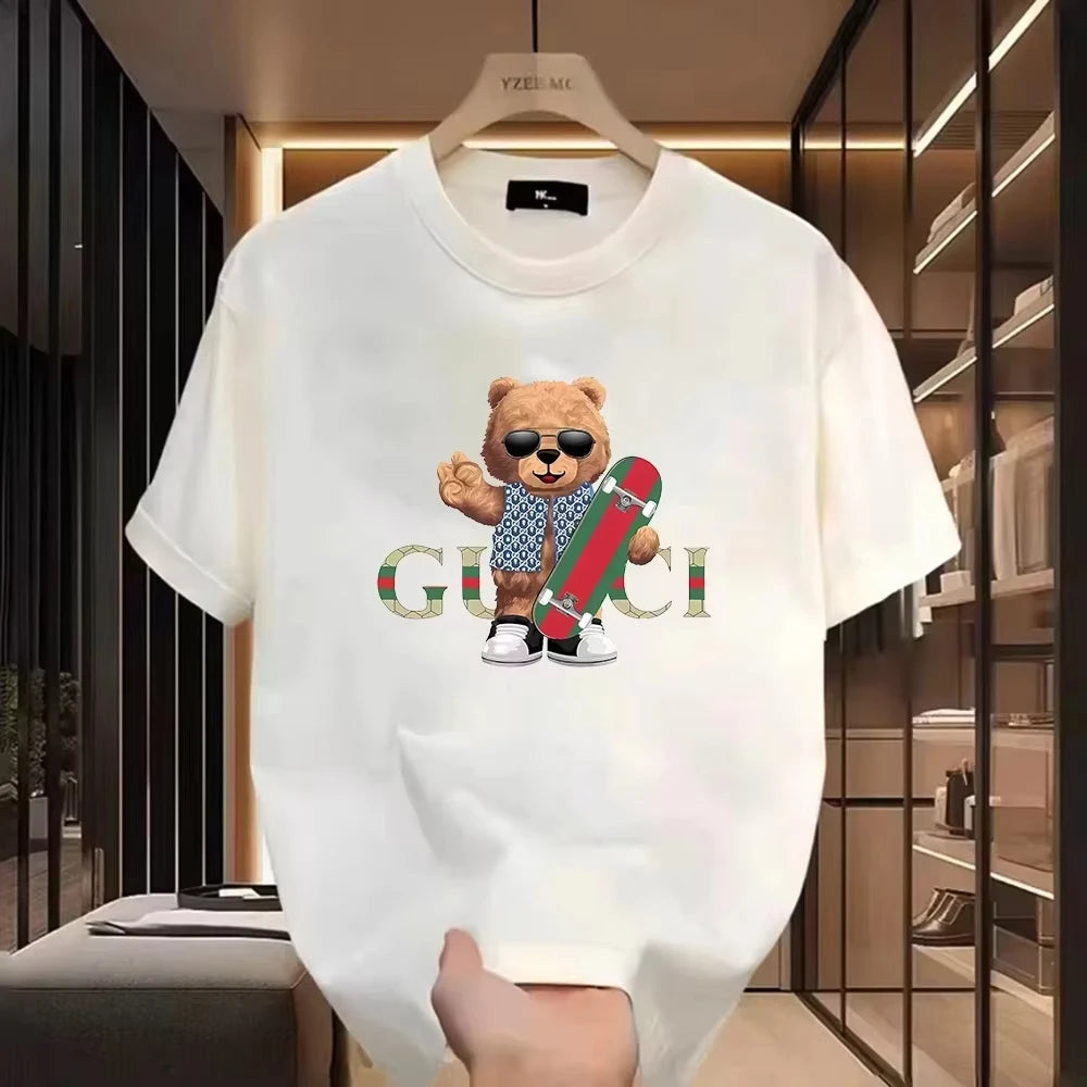 2025 Den senaste sommaren för män och kvinnor med tryck, t-shirt i ren bomull, Harajuku-designer, klassisk och andningsbar, överdimensionerad t-shirt