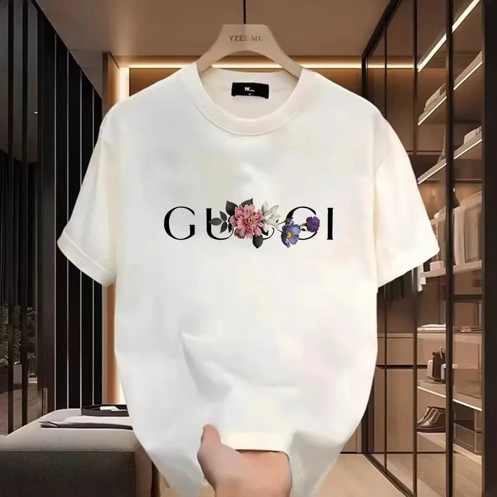 2025 Den senaste sommaren för män och kvinnor med tryck, t-shirt i ren bomull, Harajuku-designer, klassisk och andningsbar, överdimensionerad t-shirt