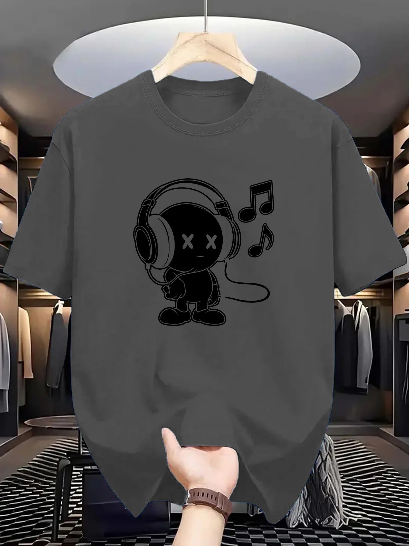 Herr T-shirt 100% Bomull – Andas, Kortärmad O-hals Topp för Alla Årstider