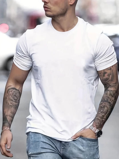Herr T-shirt 100% Bomull – Andas, Kortärmad Casual Topp för Alla Årstider, Maskintvättbar