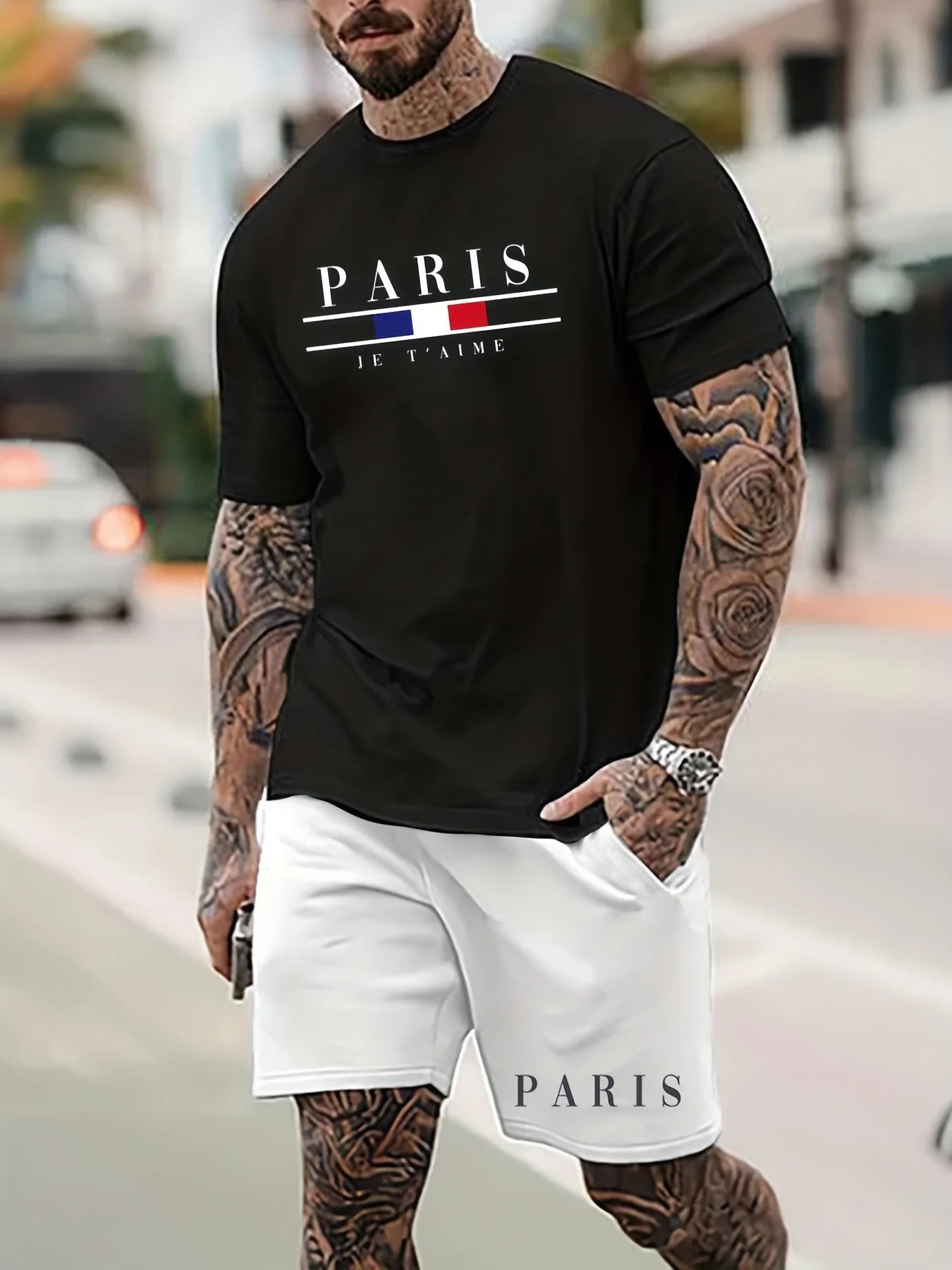 Herr T-shirt i 100% Bomull – Preppy Stil, O-hals, Perfekt för Vår och Sommar