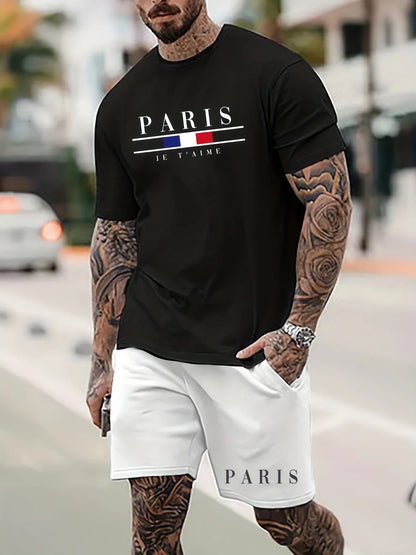 Herr T-shirt i 100% Bomull – Preppy Stil, O-hals, Perfekt för Vår och Sommar