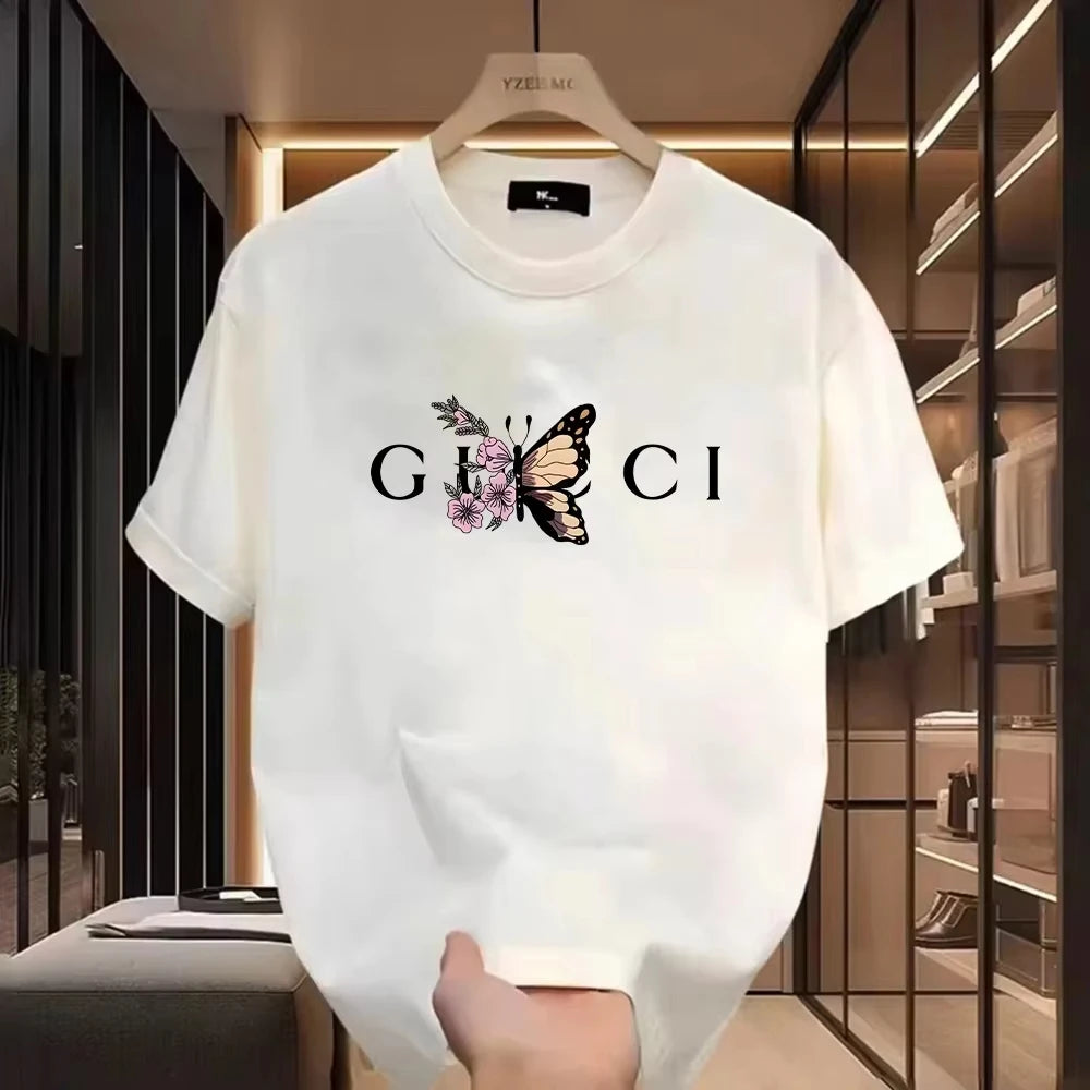 2025 Den senaste sommaren för män och kvinnor med tryck, t-shirt i ren bomull, Harajuku-designer, klassisk och andningsbar, överdimensionerad t-shirt
