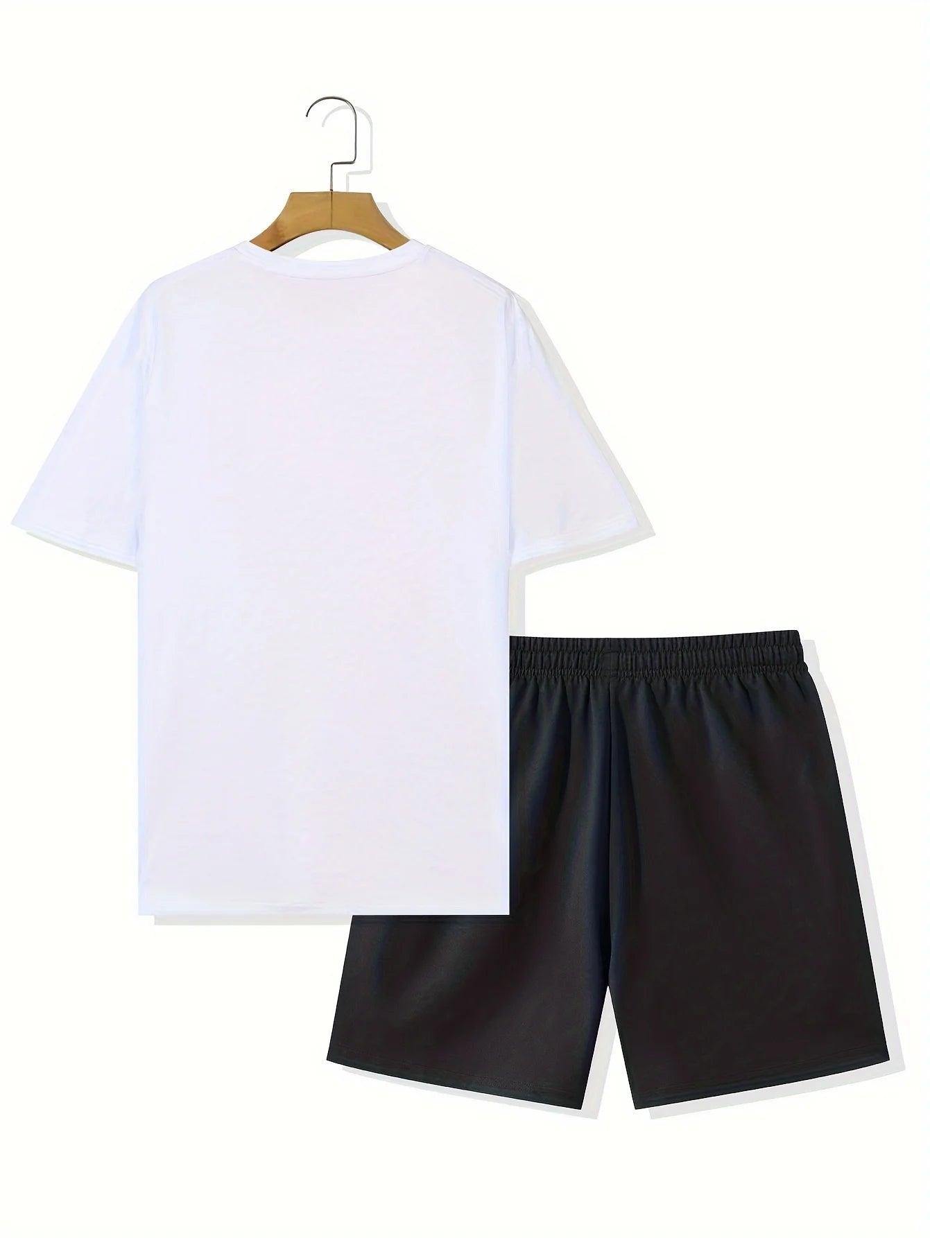 Men's 100% cotton T-shirt set med fågelmönster, oversized t-shirt och shorts perfekt för vår- och höstsäsongen.