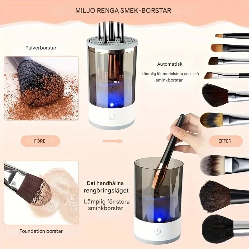 Elektrisk Sminkborstrengörare med USB – Snabb & Portabel Rengöringsmaskin för Makeupborstar