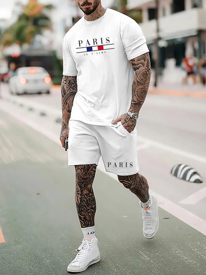 Herr T-shirt i 100% Bomull – Preppy Stil, O-hals, Perfekt för Vår och Sommar