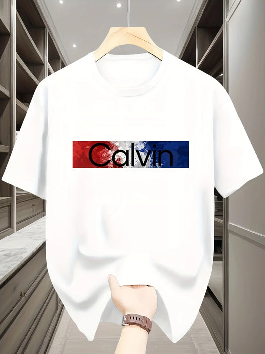 Ny Mode Herr Tryckt Pullover T-shirt Sommar Nya Kortärmade Herrkläder Grundläggande Bottoming Slim Tunna Sport Casual Toppar 2025