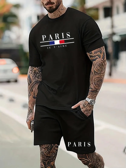 Herr T-shirt i 100% Bomull – Preppy Stil, O-hals, Perfekt för Vår och Sommar