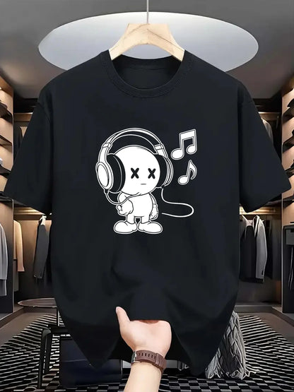 Herr T-shirt 100% Bomull – Andas, Kortärmad O-hals Topp för Alla Årstider