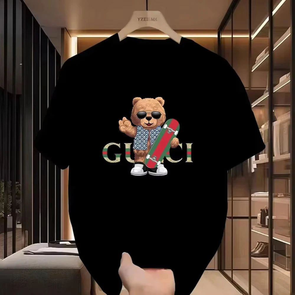 2025 Den senaste sommaren för män och kvinnor med tryck, t-shirt i ren bomull, Harajuku-designer, klassisk och andningsbar, överdimensionerad t-shirt
