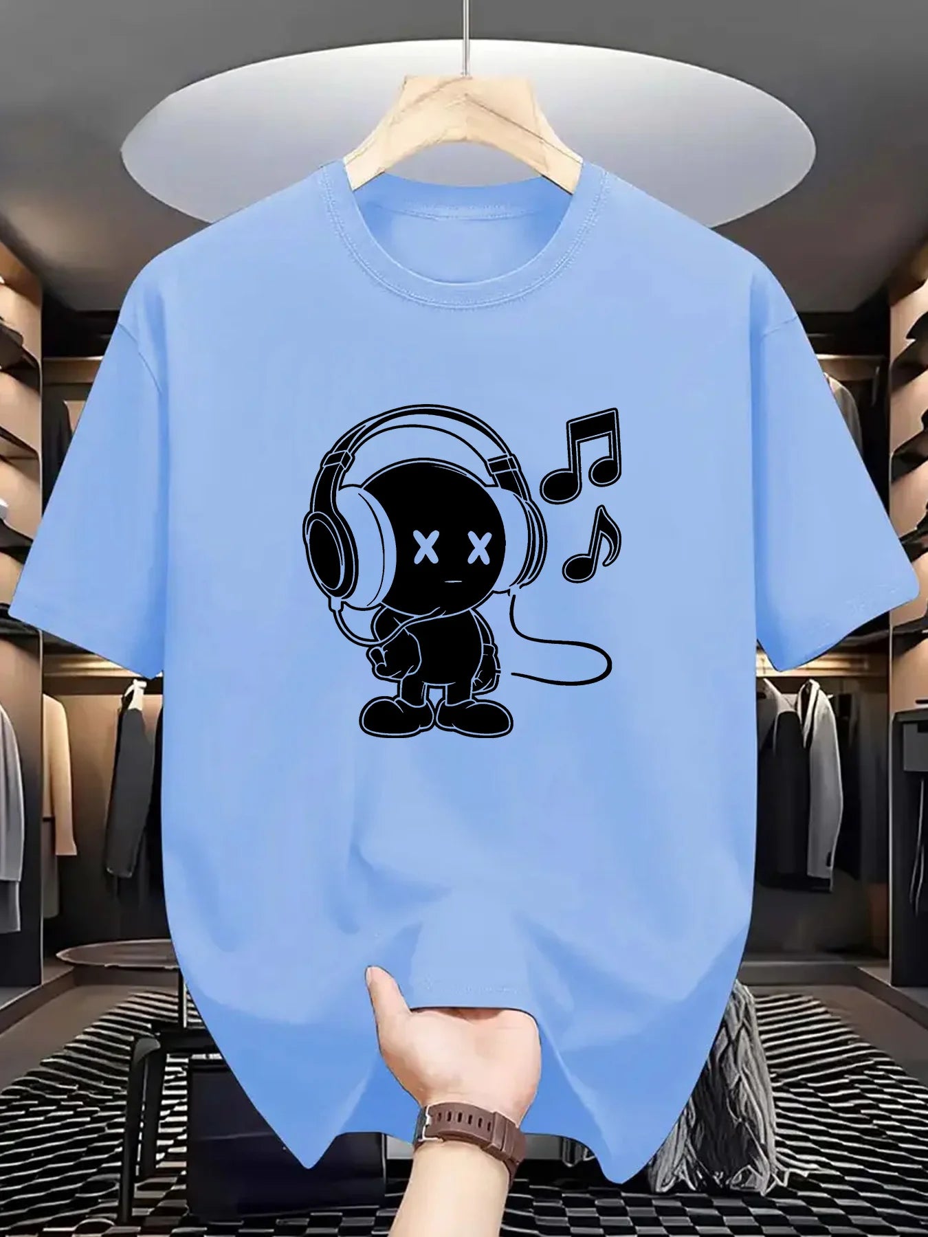 Herr T-shirt 100% Bomull – Andas, Kortärmad O-hals Topp för Alla Årstider