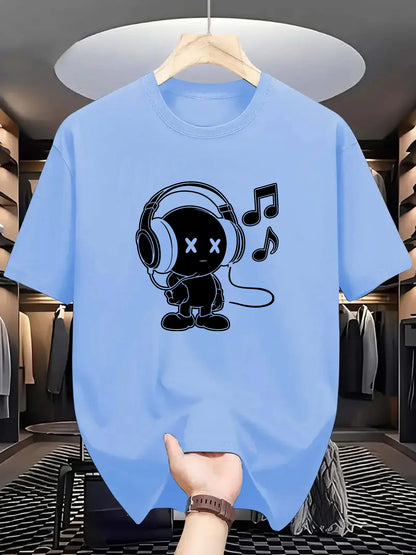 Herr T-shirt 100% Bomull – Andas, Kortärmad O-hals Topp för Alla Årstider