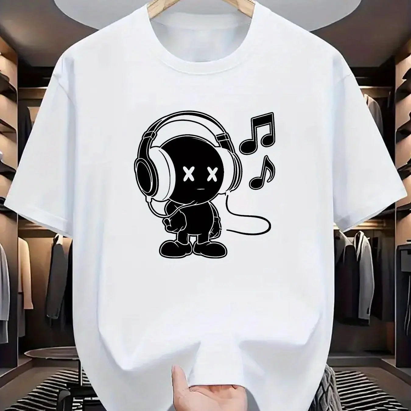 Herr T-shirt 100% Bomull – Andas, Kortärmad O-hals Topp för Alla Årstider