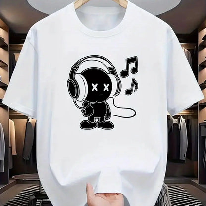 Herr T-shirt 100% Bomull – Andas, Kortärmad O-hals Topp för Alla Årstider