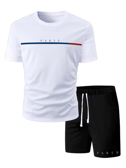 Herr T-shirt i 100% Bomull – Preppy Stil, O-hals, Perfekt för Vår och Sommar