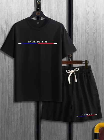 Herr T-shirt i 100% Bomull – Preppy Stil, O-hals, Perfekt för Vår och Sommar