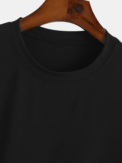 Herr T-shirt i 100% Bomull – Kortärmad, Andas, O-hals, Perfekt för Resor, Vår och Sommar