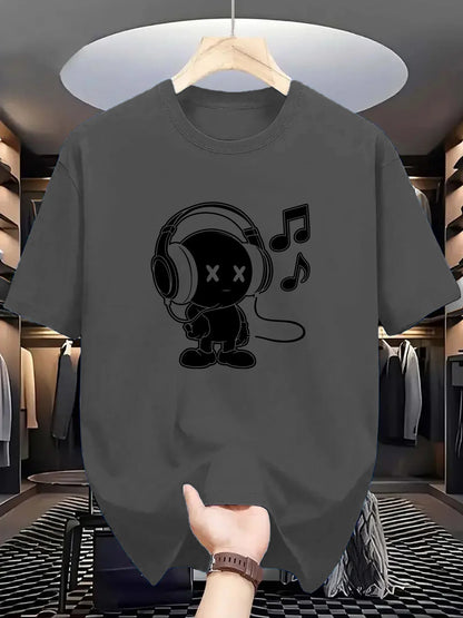 Herr T-shirt 100% Bomull – Andas, Kortärmad O-hals Topp för Alla Årstider