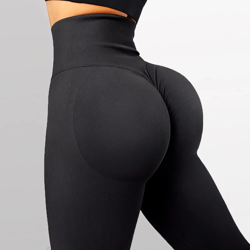 High Waisted Seamless Yoga Leggings - Peach Butt Lift, Nude 