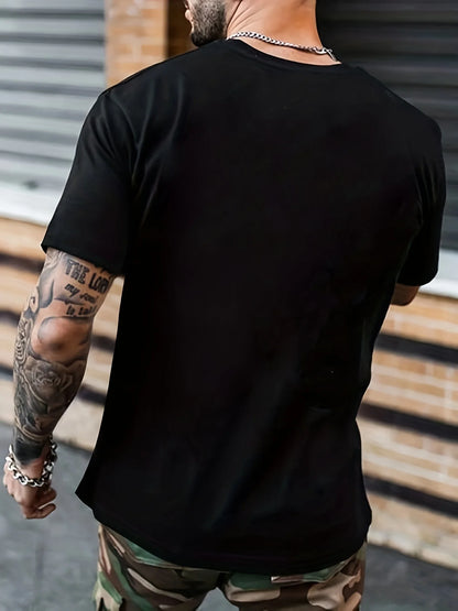 Herr T-shirt i 100% Bomull – Kortärmad, Andas, O-hals, Perfekt för Resor, Vår och Sommar