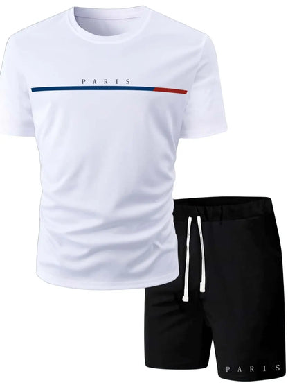 Herr T-shirt i 100% Bomull – Preppy Stil, O-hals, Perfekt för Vår och Sommar
