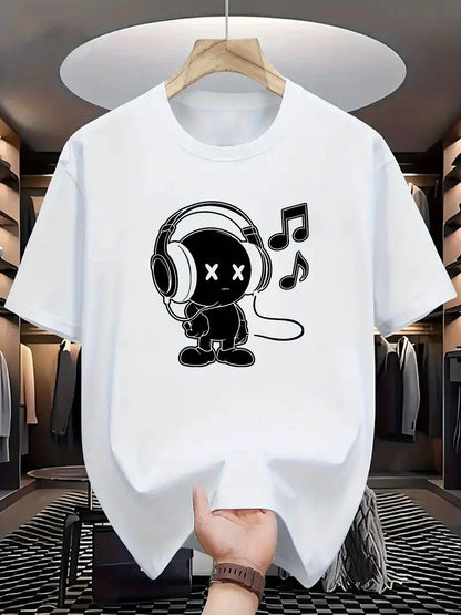 Herr T-shirt 100% Bomull – Andas, Kortärmad O-hals Topp för Alla Årstider
