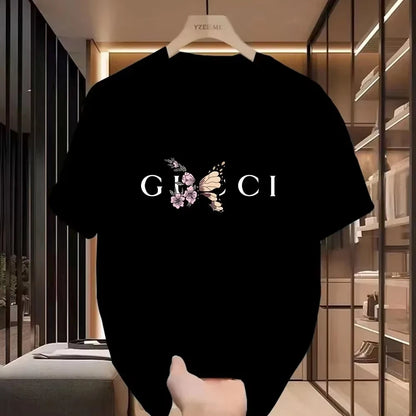 2025 Den senaste sommaren för män och kvinnor med tryck, t-shirt i ren bomull, Harajuku-designer, klassisk och andningsbar, överdimensionerad t-shirt